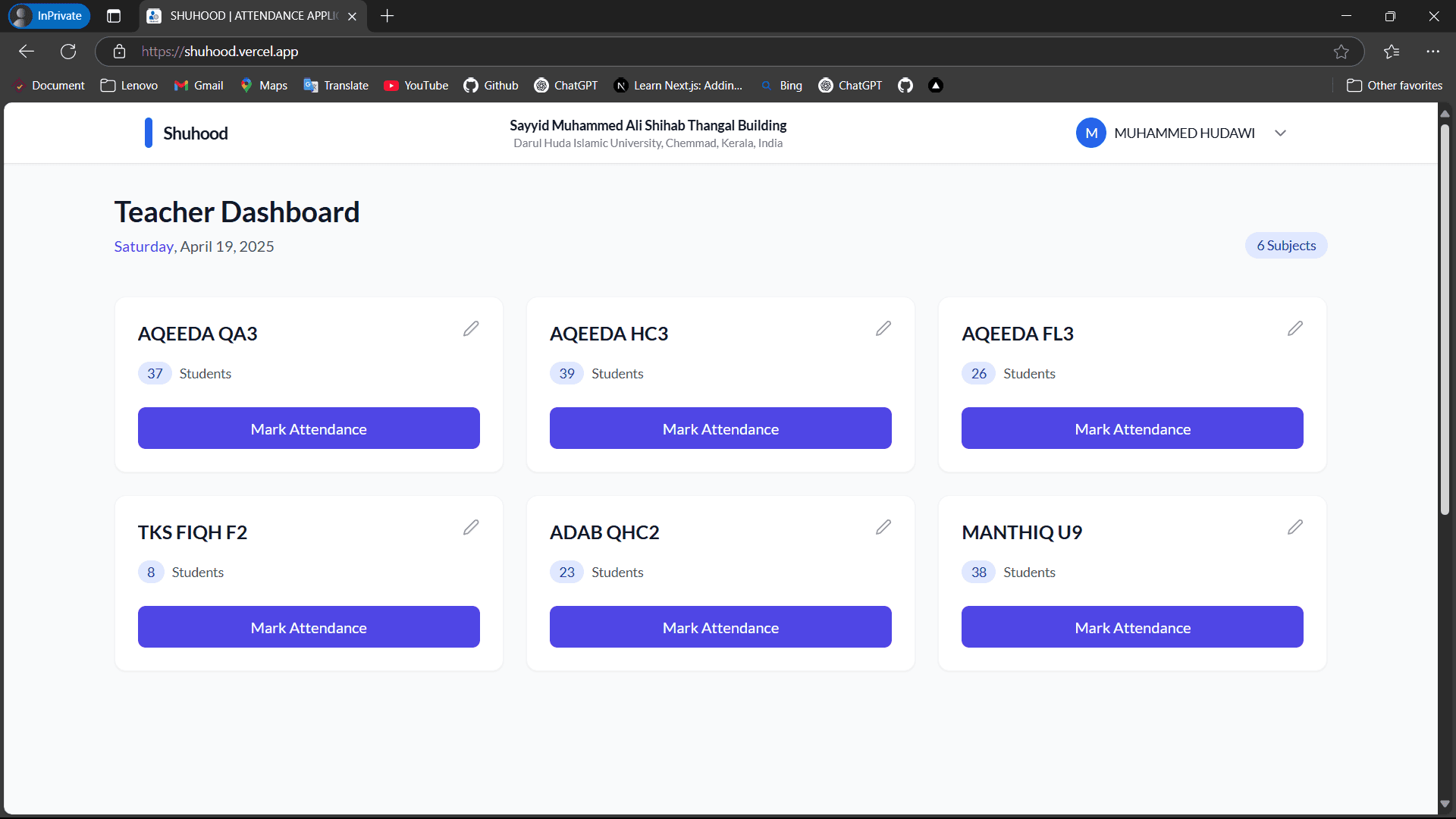 Teacher Dashboard