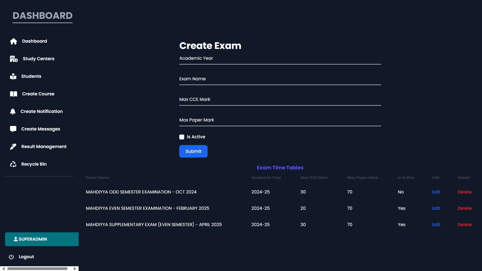 Dynamic Exam Management