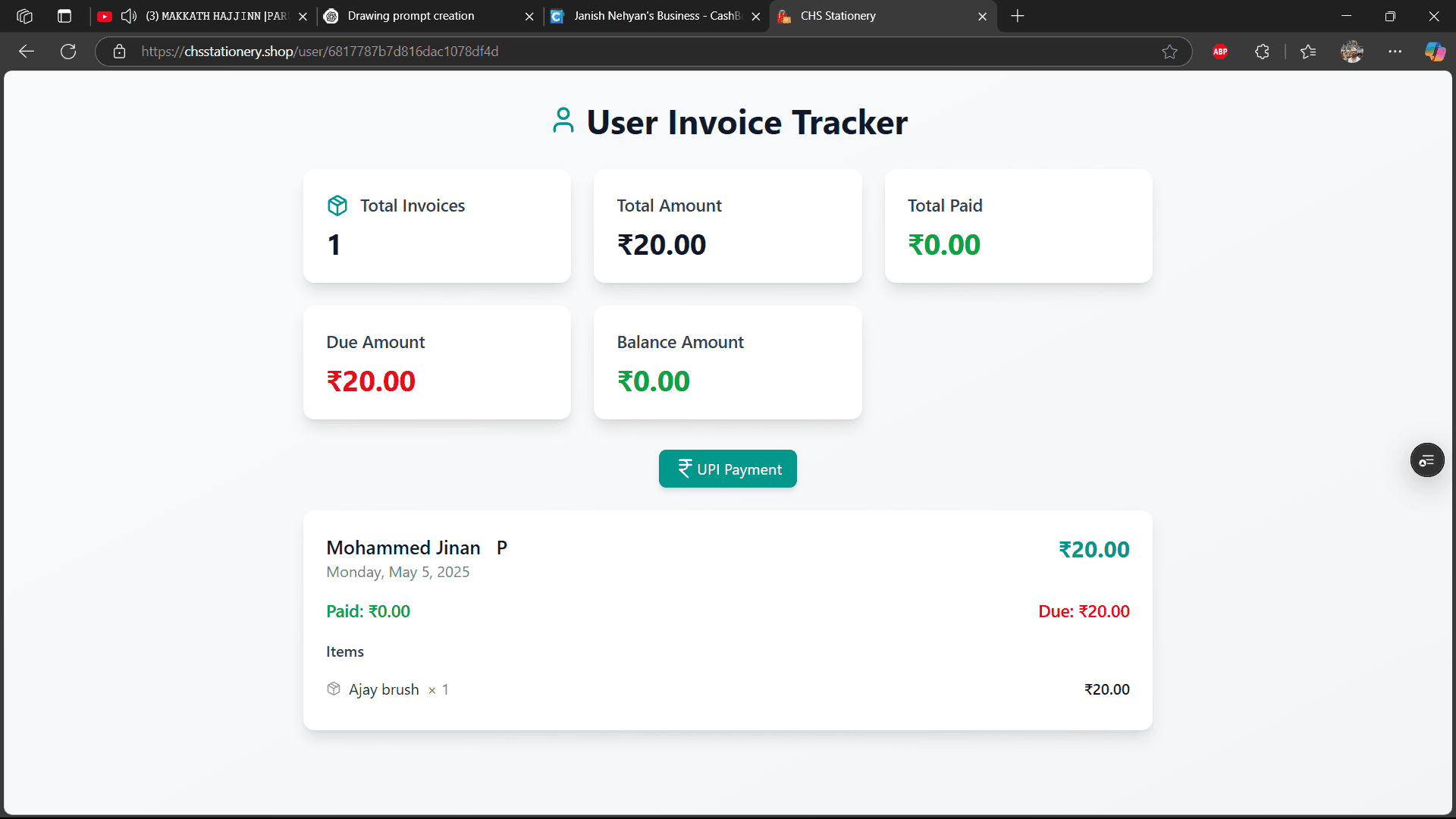 User Invoice Tracker