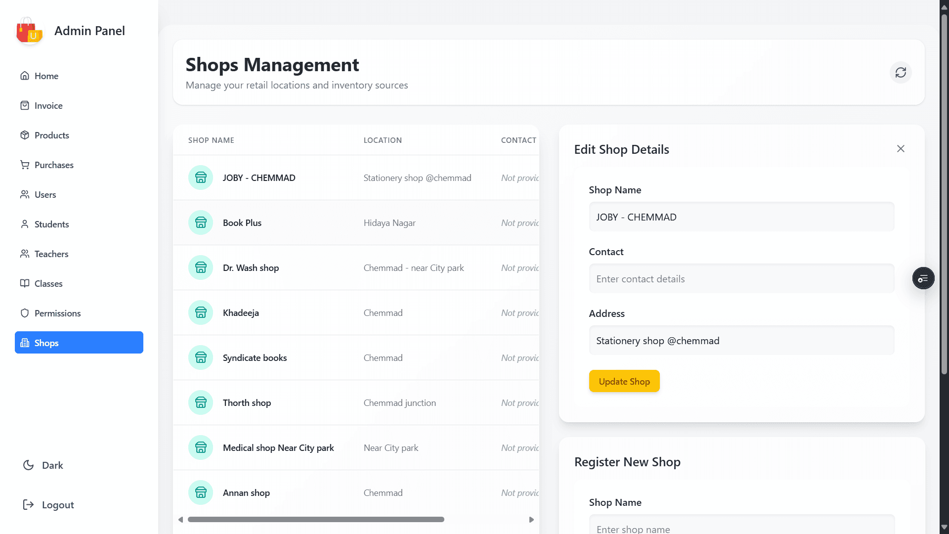 Shop Management